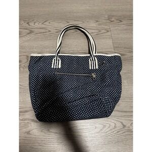 American Eagle Outfitters Navy White Polka Dot Tote Bag AE Signature Tote Travel